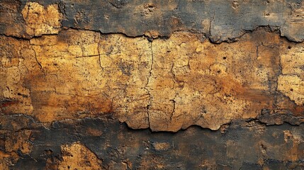 Poster - Cork wood texture background with aged cracks and earthy tones showcasing rustic natural beauty in an abstract design