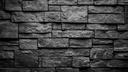 Poster - Textured gray stone wall with unevenly arranged stones creating a rustic and modern background suitable for various design projects.
