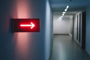 Wall Mural - Empty corridor with red sign
