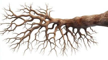 3D rendering tree trunk its roots spread out intricate network