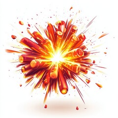Wall Mural - fiery explosion with glowing fragments.