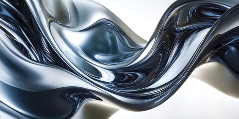 Poster - Silver object with a wave pattern