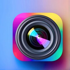 Poster - Colorful camera lens with a rainbow pattern