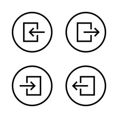 Poster - Login and logout icon on circle line. Enter and exit sign symbol