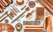 © Murda - Copper pipes, sheets, tools, and various components.