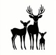© ore - Here's a possible  and keyword list for your stock photo.. Silhouette of deer family buck, doe, and fawn.