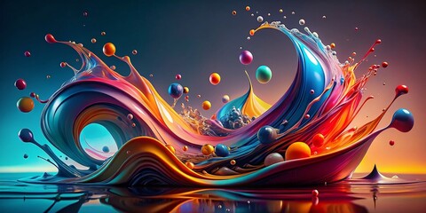 Aufkleber - Modern Fluid Graphic Shape Elements Design for Abstract Backgrounds with Liquid Geometric Splashes, Perfect for Creative Projects and Digital Media Presentations