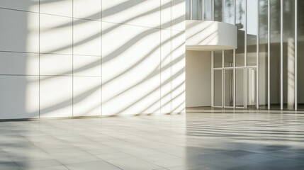 Canvas Print - Simplistic white wave-themed building exterior reflecting sunlight in a minimalist and modern scene