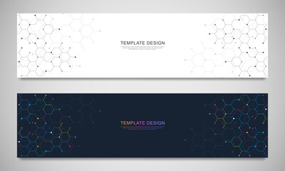 Wall Mural - Abstract geometric background with hexagons shape pattern for banner or website header template