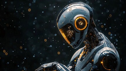Aufkleber - A robotic system designed for crypto trading optimization with high-speed data processing Stock Photo with side copy space