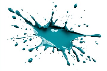 Poster - A clean white background with a single splash of teal ink spreading outward.