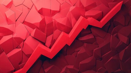 Poster - red upward arrow graph showing rising trend, cut out