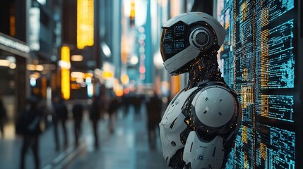 Aufkleber - A portfolio management system where robots use risk assessment algorithms for stability Stock Photo with side copy space