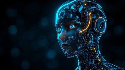 Aufkleber - A robotic trading assistant connected to custom APIs for advanced market operations Stock Photo with side copy space
