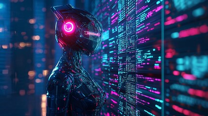 Aufkleber - A robotic trading assistant connected to custom APIs for advanced market operations Stock Photo with side copy space