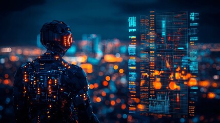 Poster - An advanced crypto trading bot monitoring price fluctuations and identifying arbitrage opportunities Stock Photo with side copy space
