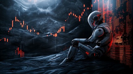 Aufkleber - An AI-driven robotic platform processing real-time data in a dynamic cryptocurrency market Stock Photo with side copy space