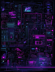 Aufkleber - Explore a vibrant digital landscape filled with intricate circuitry, glowing data streams, and futuristic interfaces. This art piece captures the pulse of technology and innovation in stunning colors.