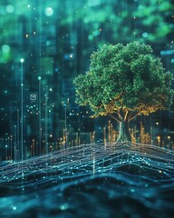 Poster - Ai powered financial, Abstract AI Representation Enhancing ESG Investments
