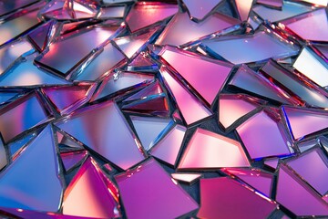 Poster - A mosaic of shattered glass pieces reflecting vibrant colors of a sunset.