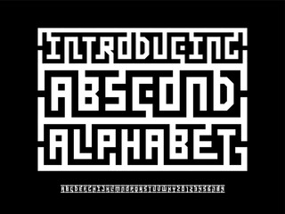 Poster - vector of modern abstract maze style alphabet design with uppercase and numbers