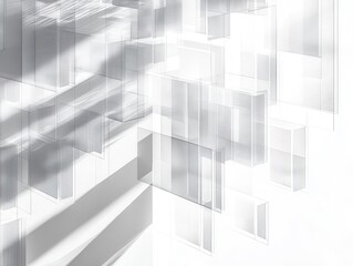 Poster - an abstract composition of geometric wireframes casting complex shadows on white