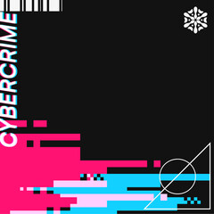 Poster - Glitched Signal Pixels, Futuristic Cybercrime related Brutalism Background