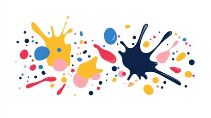 Poster - Colorful Paint Splashes on White Background for Creative Design