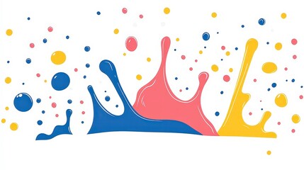 Poster - Colorful Paint Splash Background in Vibrant Blue, Pink, and Yellow