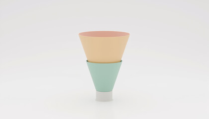 Stylish pastel-colored funnel design featuring nested shapes in soft hues against a clean white background