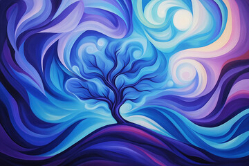 Poster - A vibrant oil-paint-inspired scene of a lone tree on a hill under a swirling, star-filled sky. --ar 3:2 --personalize v73lhwr --v 6.1 Job ID: b399e00a-e47e-411e-bdf1-87a9ed0da333