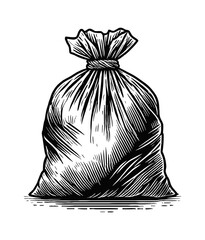 Wall Mural - black garbage bag engraving black and white outline