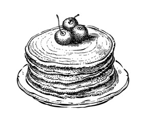 Wall Mural - pancake engraving black and white outline