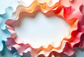 Poster - Pastel Paper Waves Abstract Colorful Frame Design Background