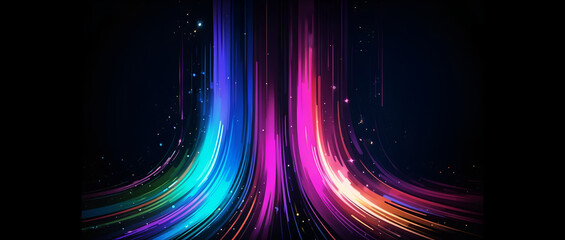 Poster - Abstract Neon Light Trails, Glowing Dynamic Curves, Vibrant Colors, Dark Background, Futuristic Desi