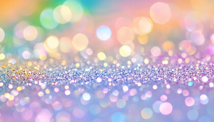 Poster - Colorful bokeh with sparkling glitter on a soft background