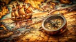 © Man888 - Vintage Compass on an Antique Map with a Sailing Ship in the Background, Capturing Adventure and Exploration in a Nostalgic Nautical Setting