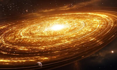 Wall Mural - A vibrant galaxy with swirling stars and planets.