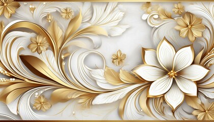 Wall Mural - golden floral background