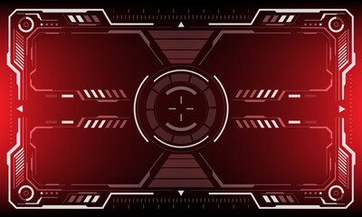 Poster - HUD white sci-fi interface screen view black geometric design virtual reality futuristic technology creative display on red vector