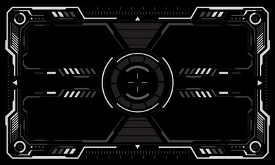 Poster - HUD sci-fi interface screen view white circular geometric design virtual futuristic technology creative display on black vector