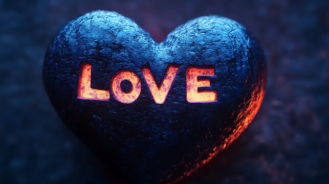 Bright blue heart shaped uniquely showcasing stylish word love text image