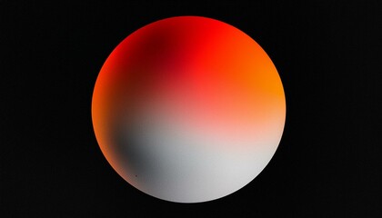 Wall Mural - Vibrant Sphere in Red, Orange, and Gray on a Black Grainy Canvas
