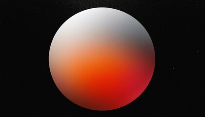 Wall Mural - Grainy Black Backdrop with Dynamic Red-Orange-Gray Gradient Sphere