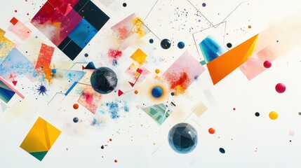Aufkleber - superposition, where various geometric shapes coexist in a harmonious arrangement. the artwork utili