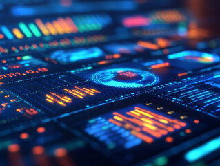Poster - close up of digital screen displaying strategic KPIs and data visualizations