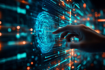 Poster - Digital transformation interface with hand interacting with data