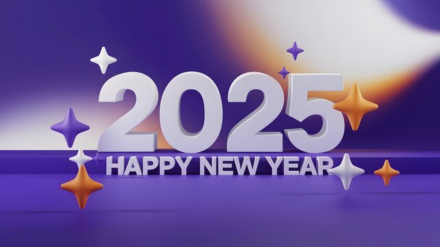 Modern 2025 New Year Background in White and Purple Theme