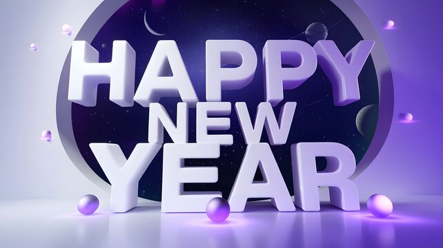 Modern 2025 New Year Background in White and Purple Theme