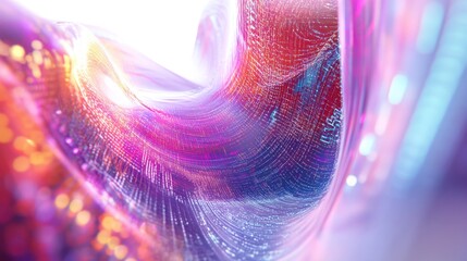 Poster - A digital artwork showcasing a holographic display of AI algorithms analyzing quantum data, with swirling graphics and vibrant colors on a clean white surface.